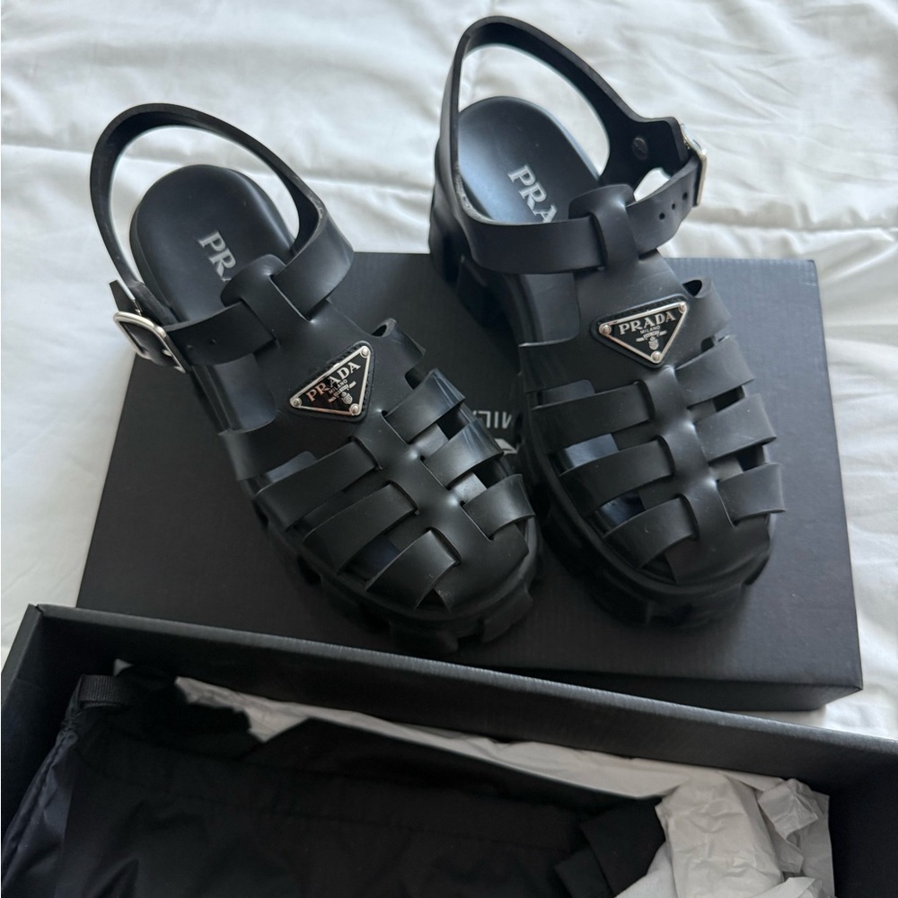 Prada Black Strappy Sandals
